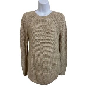 LOFT Textured Knit Crew Neck Sweater Granola Costal Grandma Cottagecore Medium